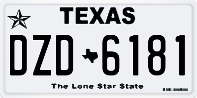 TX license plate DZD6181