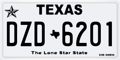 TX license plate DZD6201