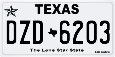 TX license plate DZD6203