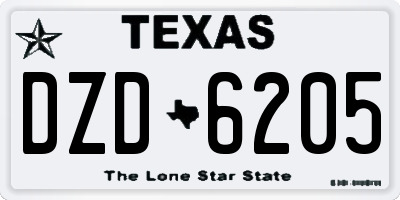 TX license plate DZD6205