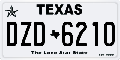 TX license plate DZD6210