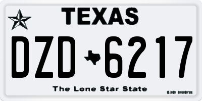 TX license plate DZD6217