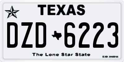 TX license plate DZD6223