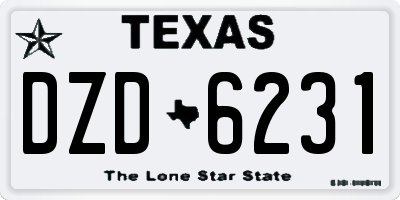 TX license plate DZD6231