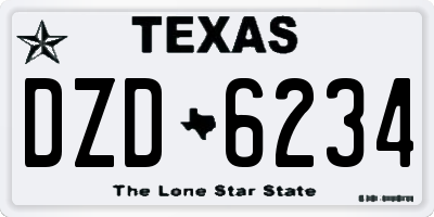 TX license plate DZD6234