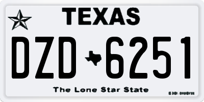 TX license plate DZD6251