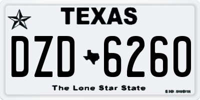 TX license plate DZD6260