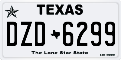 TX license plate DZD6299