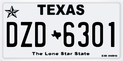 TX license plate DZD6301