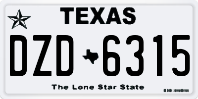 TX license plate DZD6315
