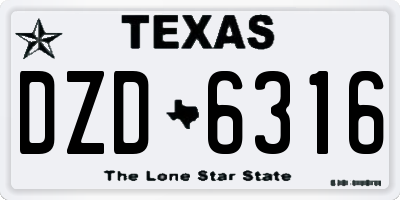 TX license plate DZD6316