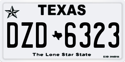 TX license plate DZD6323