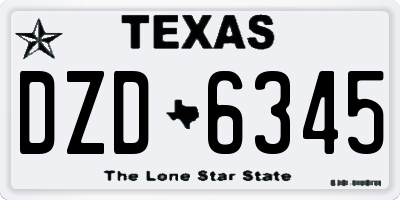 TX license plate DZD6345