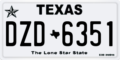 TX license plate DZD6351