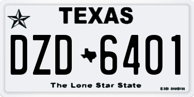TX license plate DZD6401