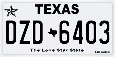 TX license plate DZD6403