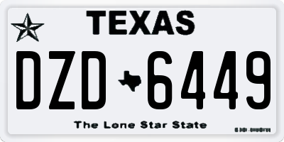 TX license plate DZD6449
