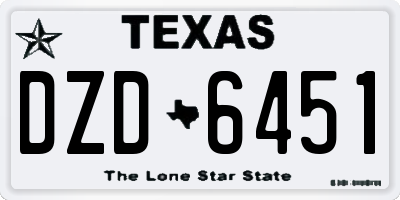 TX license plate DZD6451