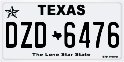 TX license plate DZD6476