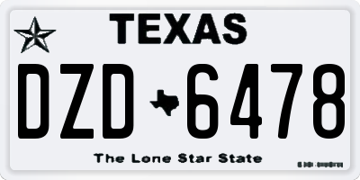 TX license plate DZD6478