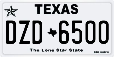 TX license plate DZD6500