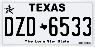TX license plate DZD6533