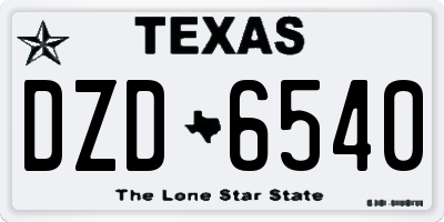 TX license plate DZD6540