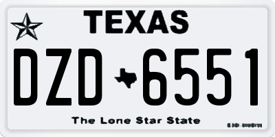 TX license plate DZD6551