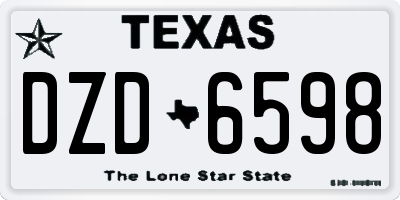 TX license plate DZD6598