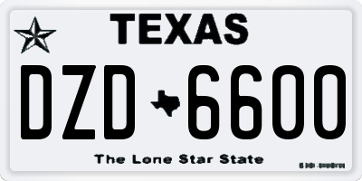 TX license plate DZD6600