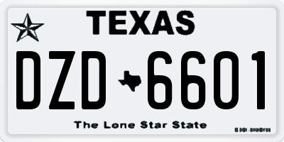 TX license plate DZD6601