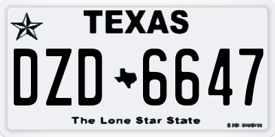 TX license plate DZD6647