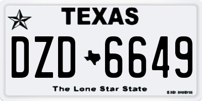 TX license plate DZD6649