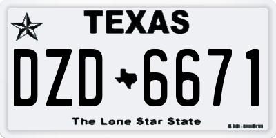 TX license plate DZD6671