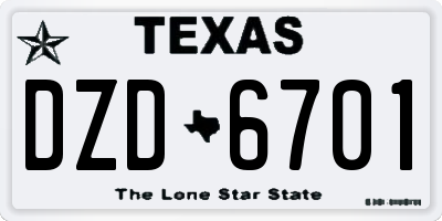 TX license plate DZD6701