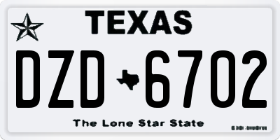 TX license plate DZD6702