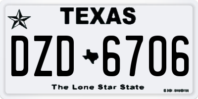 TX license plate DZD6706