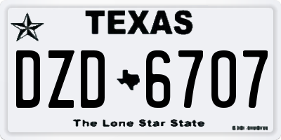 TX license plate DZD6707