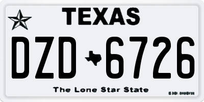 TX license plate DZD6726