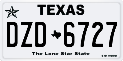 TX license plate DZD6727