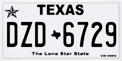 TX license plate DZD6729
