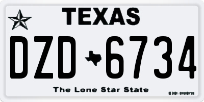 TX license plate DZD6734