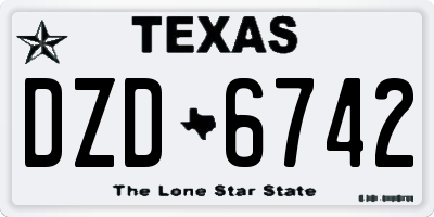 TX license plate DZD6742
