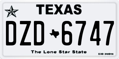 TX license plate DZD6747