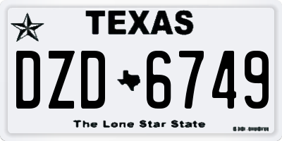 TX license plate DZD6749