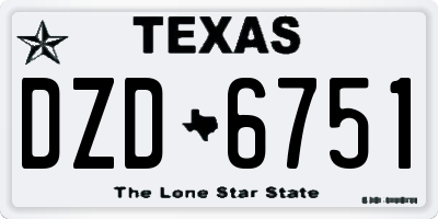 TX license plate DZD6751