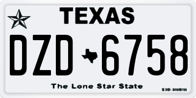 TX license plate DZD6758