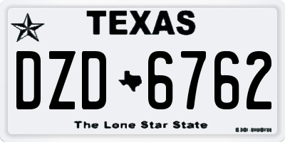 TX license plate DZD6762