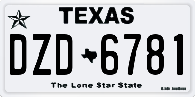 TX license plate DZD6781