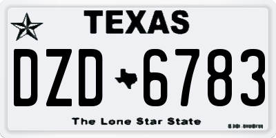 TX license plate DZD6783